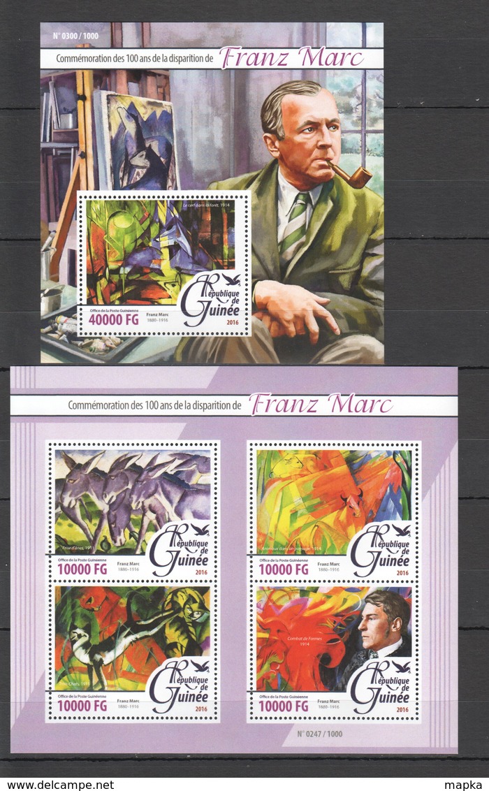 SS633 2016 GUINEE GUINEA ART PAINTINGS FRANZ MARC 1KB+1BL MNH - Sonstige & Ohne Zuordnung