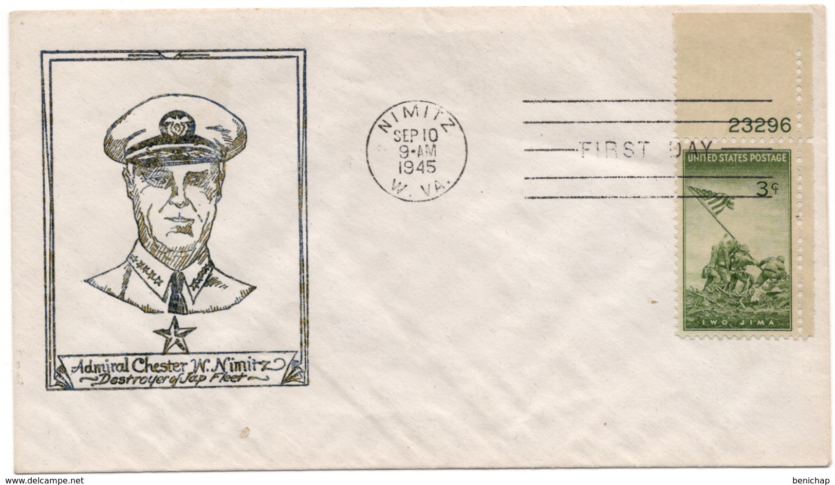 (R54) SCOTT 929 - IWO JIMA  - SURIBACHI - JOE ROSENTHAL - NIMITZ  - 1945 - 1941-1950