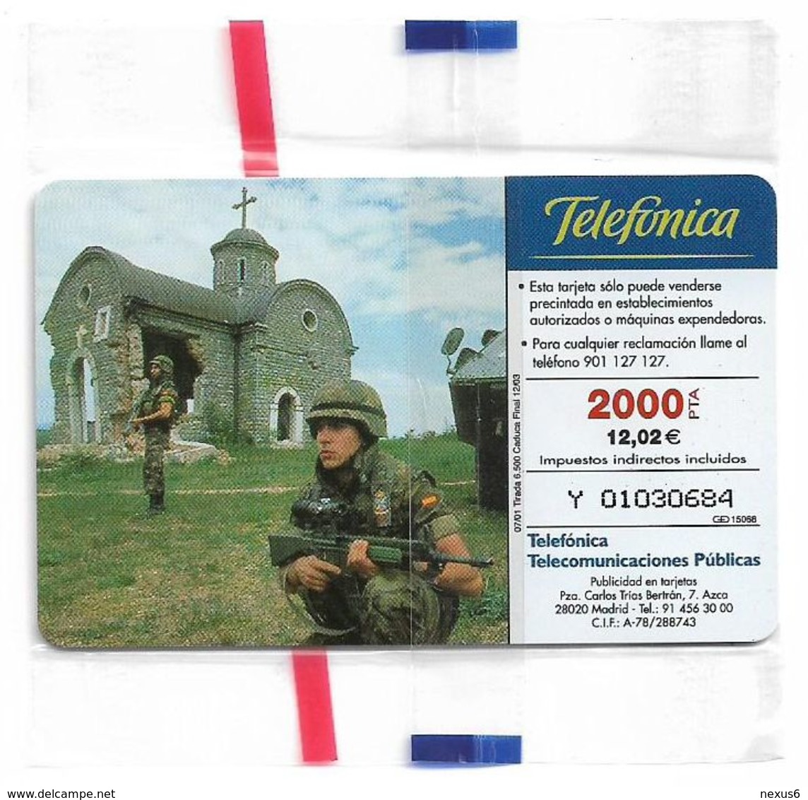Spain - Telefónica - El Ejercito Espanol En Bosnia - CP-218 - 2100PTA, 07.2001, 6.500ex, NSB - Conmemorativas Y Publicitarias