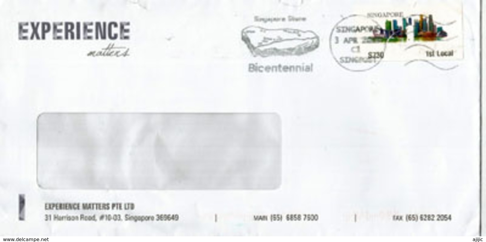 Singapore Stone.10th Century,(National Treasures Of Spore) Singapore Bicentennial 2019 On Letter From Experience Matters - Singapour (1959-...)