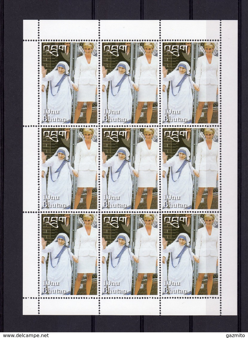 Bhutan 1997, Mother Teresa And Lady Diana, Sheetlet - Bhután