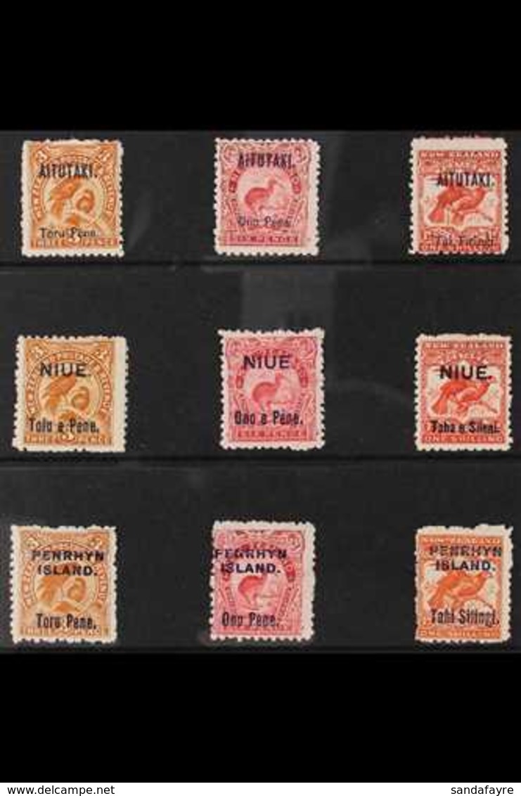 BIRDS - 1903 OVERPRINTED STAMPS OF NEW ZEALAND  The 3d Hula, 6d Brown Kiwi And 1s Kea & Kaka Mint Sets For AITUTAKI (SG  - Unclassified