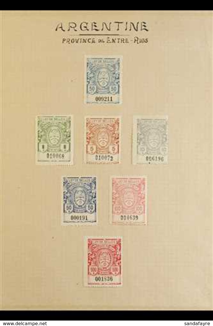 REVENUE STAMPS  PROVINCE OF ENTRE-RIOS 1890's To 1910's Chiefly Mint Collection. With General Revenue Including 1910-12  - Sonstige & Ohne Zuordnung