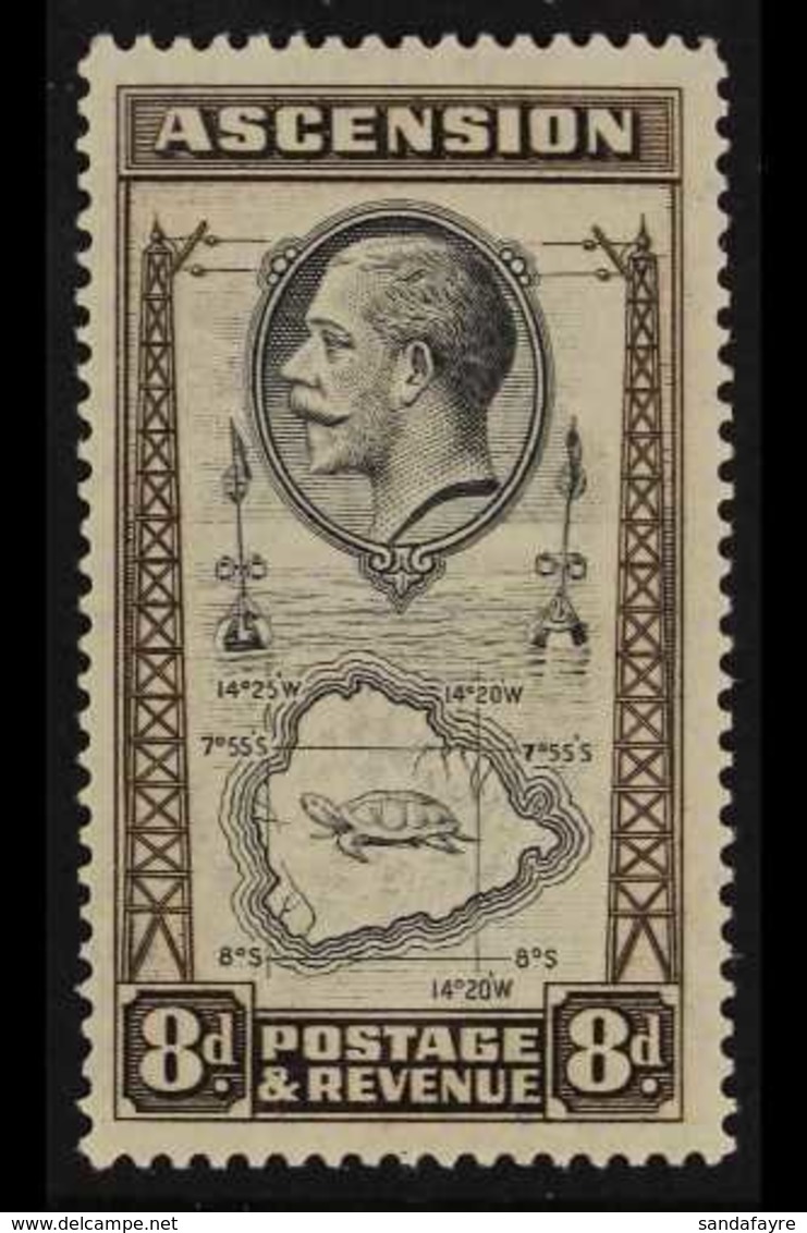 1934  8d Black And Sepia, Variety "teardrop Flaw", SG 27a, Very Fine Mint. For More Images, Please Visit Http://www.sand - Ascension