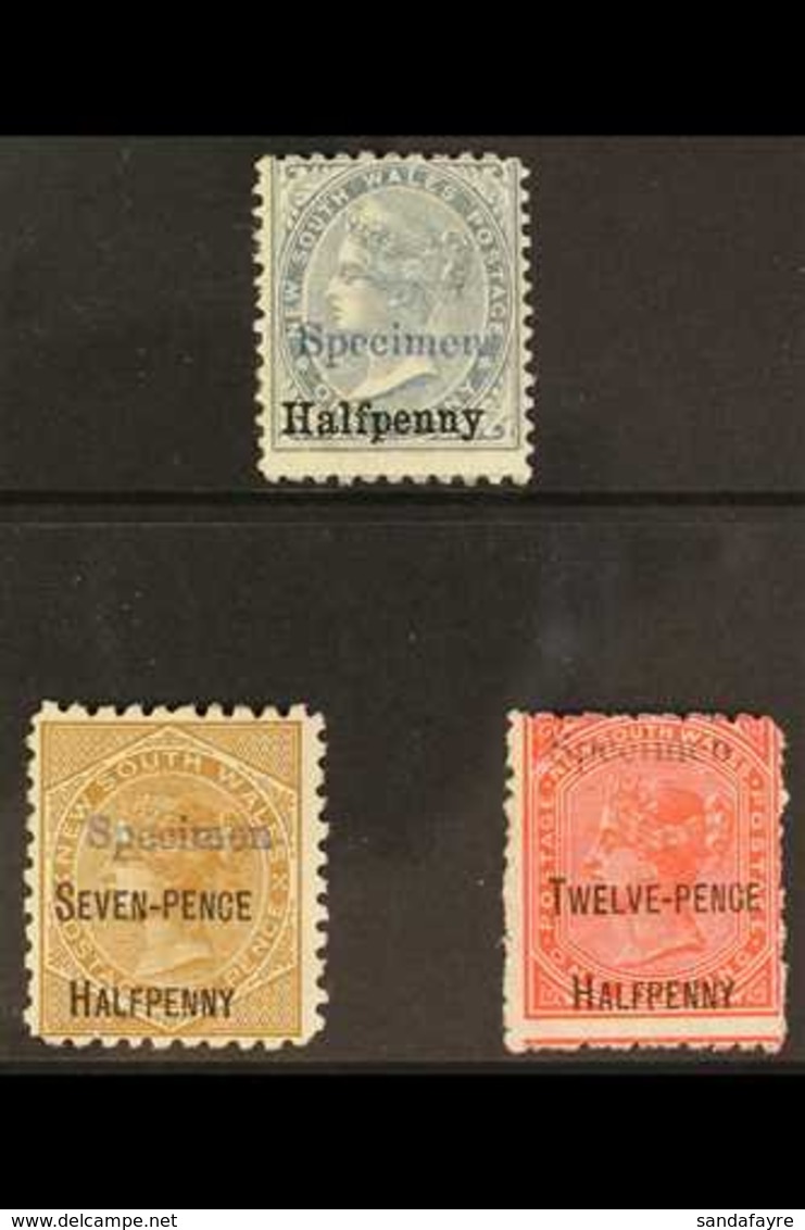 NEW SOUTH WALES  1891 Surcharge "SPECIMEN" Overprinted Set, SG 266s/68s, Fine Mint (3 Stamps) For More Images, Please Vi - Sonstige & Ohne Zuordnung