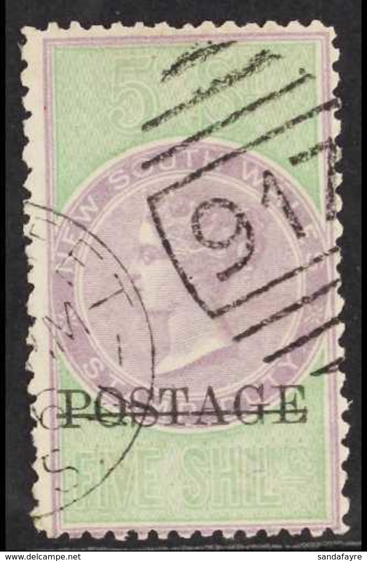 NEW SOUTH WALES  1885-86 5s Lilac & Green "POSTAGE" Overprint In Black Perf 12x10, SG 238b, Fine Used. For More Images,  - Sonstige & Ohne Zuordnung
