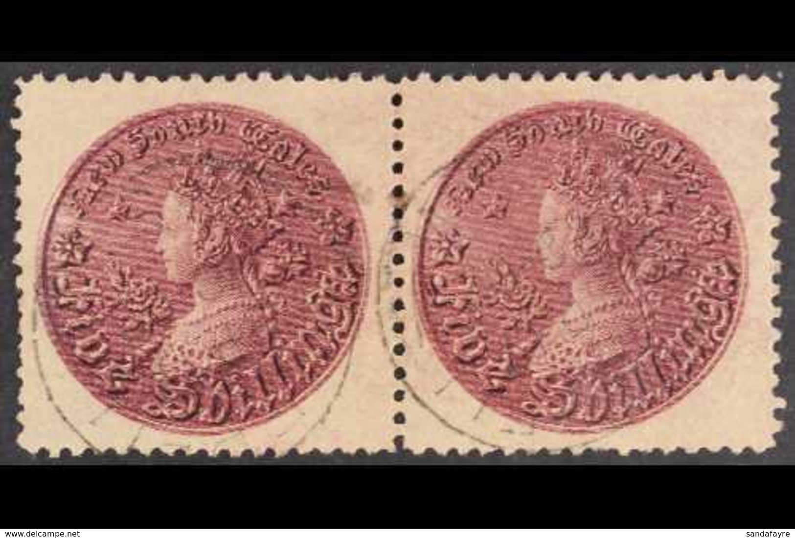 NEW SOUTH WALES  1897-99 5s Reddish Purple Perf 12, SG 297d, Lightly Cds Used Horizontal PAIR, Scarce. (2 Stamps) For Mo - Sonstige & Ohne Zuordnung