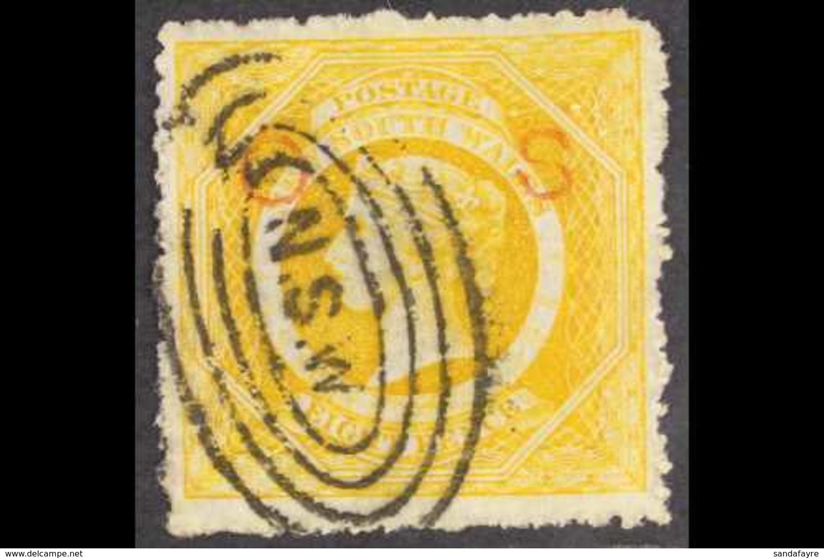 NEW SOUTH WALES  OFFICIAL 1879-85 8d Yellow "O S" Overprint In Red, SG O9, Fine Used, Signed Bloch, Fresh & Very Scarce. - Sonstige & Ohne Zuordnung