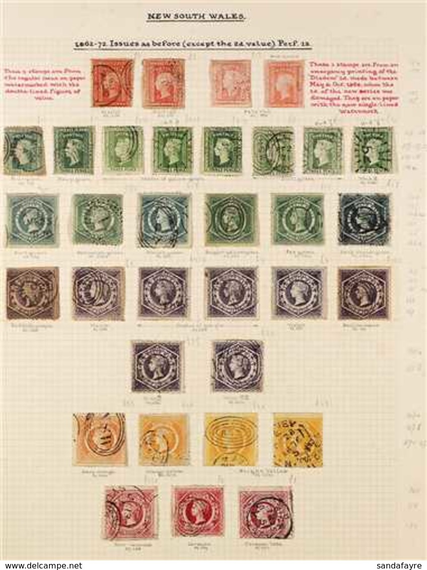 NEW SOUTH WALES  1856-1871 MOSTLY USED OLDE TYME SEMI-SPECIALIZED COLLECTION With Shades, Perf & Wmk Types Carefully Ide - Sonstige & Ohne Zuordnung