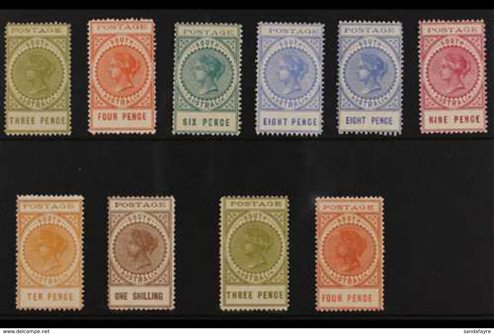 SOUTH AUSTRALIA  1902-04 (Tall QV With Thin "POSTAGE") Set To 1s Including Both Types 8d (SG 268/75), Plus Perf 12 3d An - Sonstige & Ohne Zuordnung