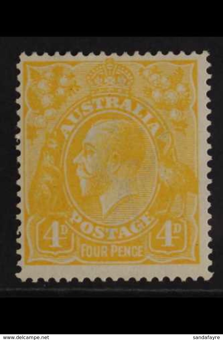 1914  4d Pale Orange Yellow, Geo V "Head", SG 22c, Very Fine Mint. For More Images, Please Visit Http://www.sandafayre.c - Sonstige & Ohne Zuordnung