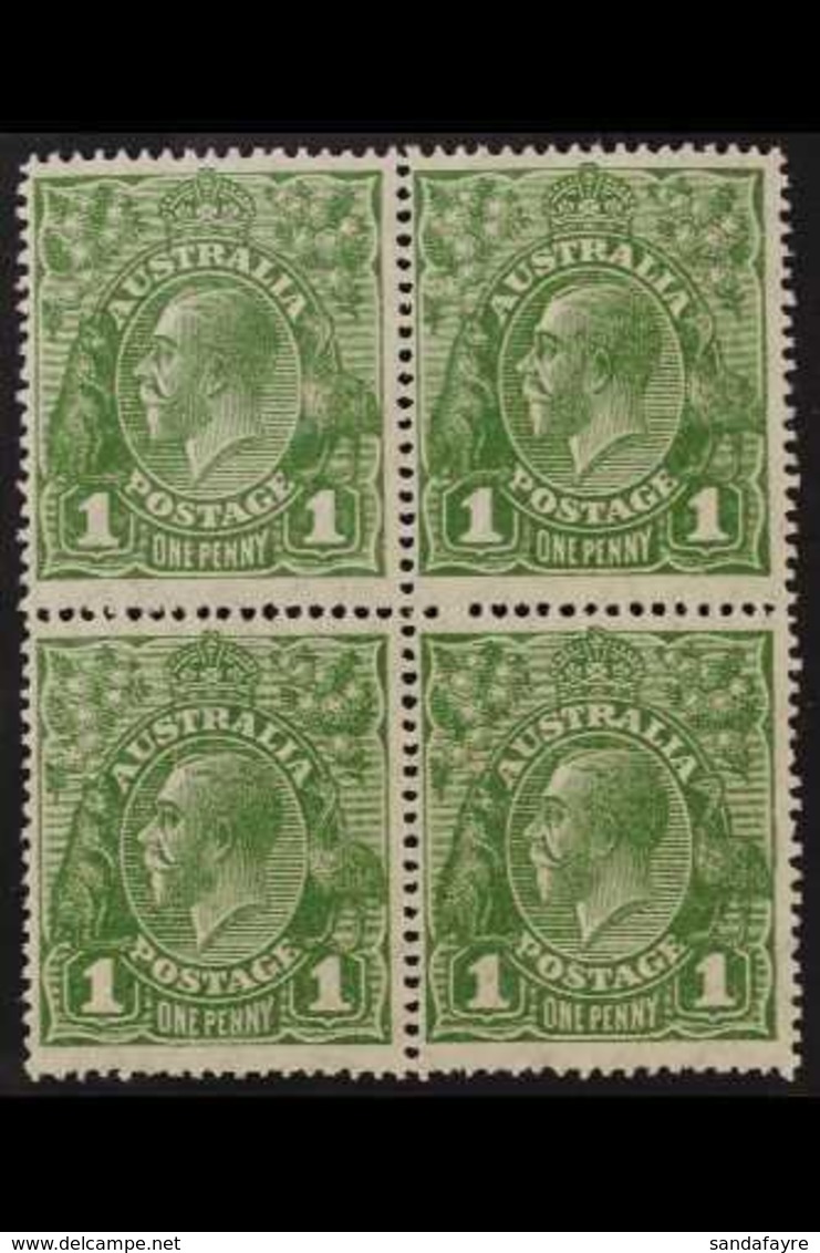 1926  1d Sage Green, Perf 14, Wmk Mult Crown A, Variety "RA Joined", SG 86d, In Mint Block Of 4 With Normals. For More I - Otros & Sin Clasificación