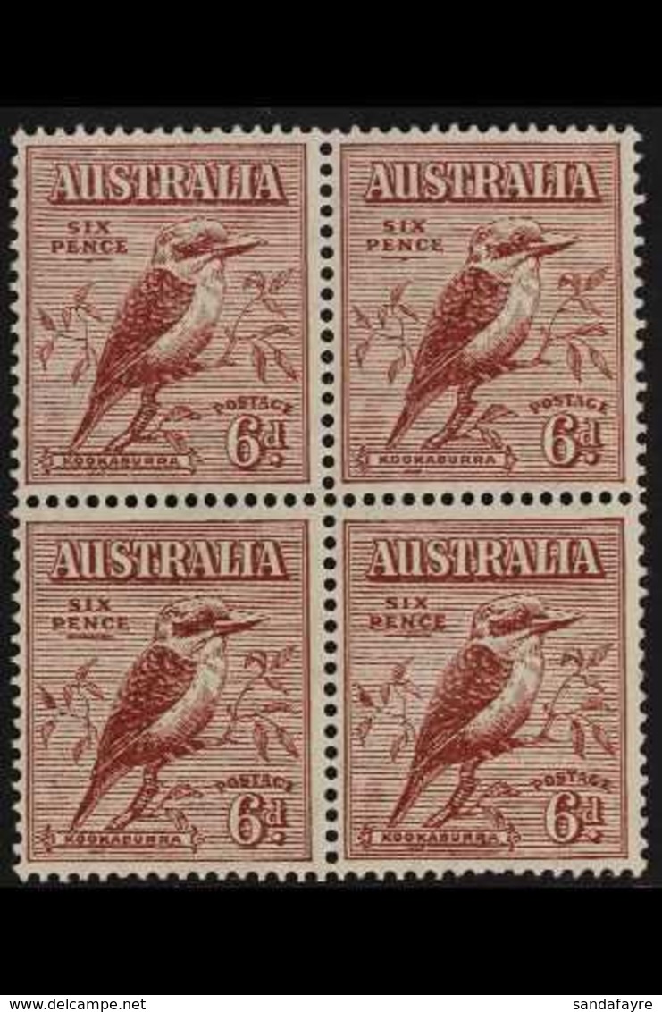 1932  6d Red-brown Laughing Kookaburra, SG 146, Never Hinged Mint BLOCK Of 4, Very Fresh. (4 Stamps) For More Images, Pl - Otros & Sin Clasificación