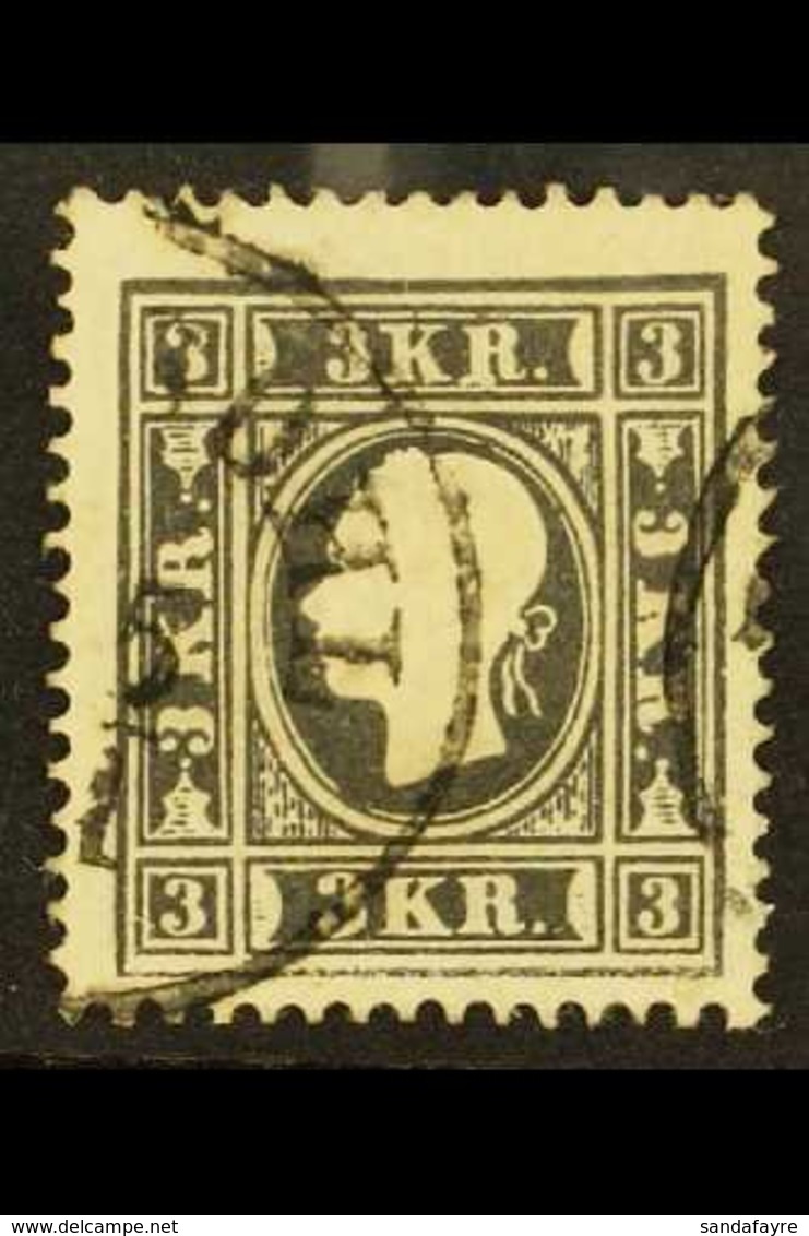 1858-59  3k Black Type Ib (Michel 11 Ib, SG 23), Fine Used, Very Fresh, Expertized A. Diena. For More Images, Please Vis - Sonstige & Ohne Zuordnung