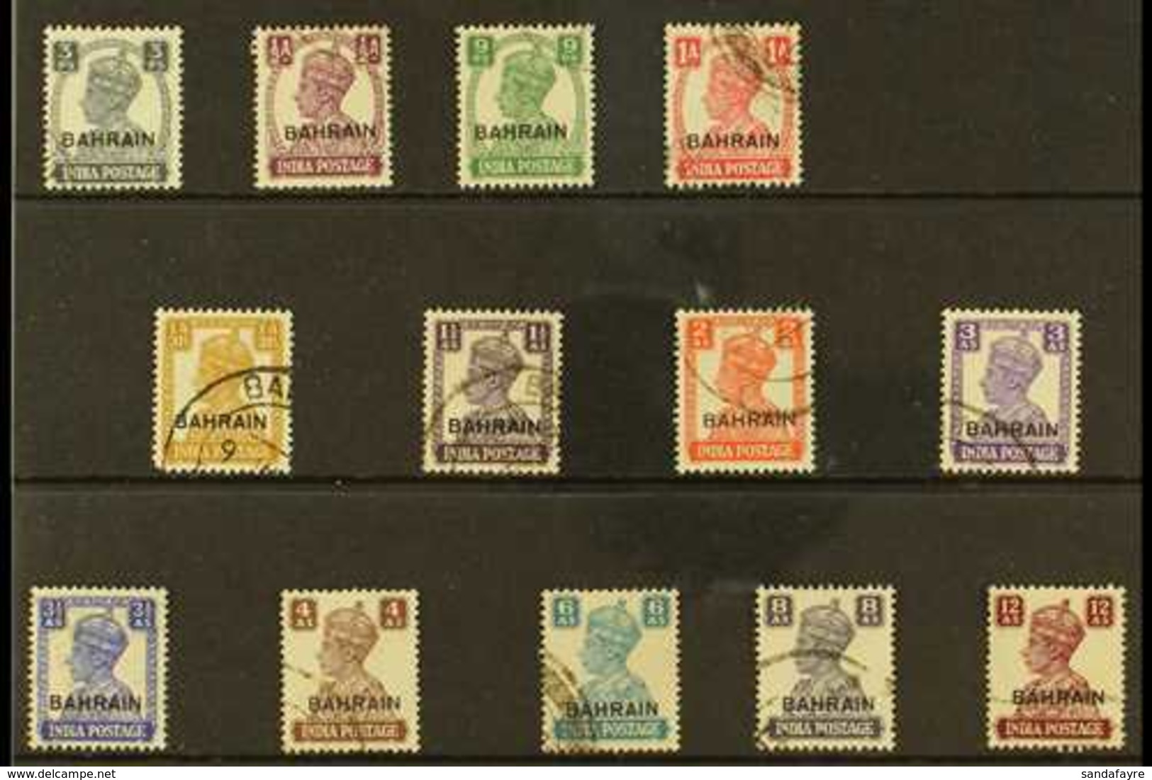 1942-45  Definitive Set Complete, SG 38/50, Fine Used (13 Stamps) For More Images, Please Visit Http://www.sandafayre.co - Bahrein (...-1965)