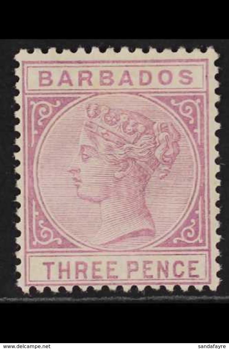 1882-86  3d Deep Purple, SG 95, Mint. For More Images, Please Visit Http://www.sandafayre.com/itemdetails.aspx?s=653509 - Barbados (...-1966)