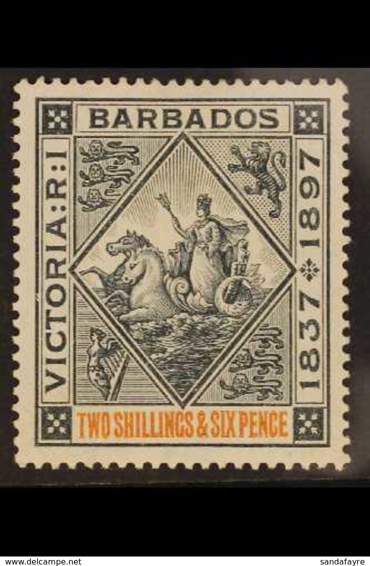 1897-98  2s.6d Blue-black And Orange Diamond Jubilee, SG 124, Fine Mint. For More Images, Please Visit Http://www.sandaf - Barbados (...-1966)