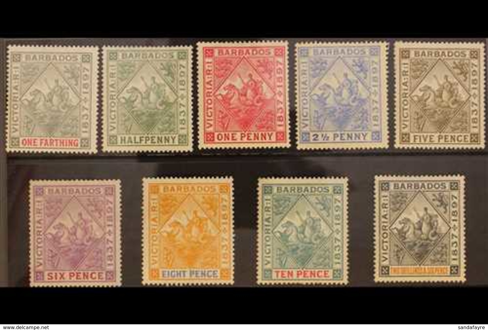1897-98  Diamond Jubilee Set, SG 116/24, Fine Mint. (9 Stamps) For More Images, Please Visit Http://www.sandafayre.com/i - Barbados (...-1966)