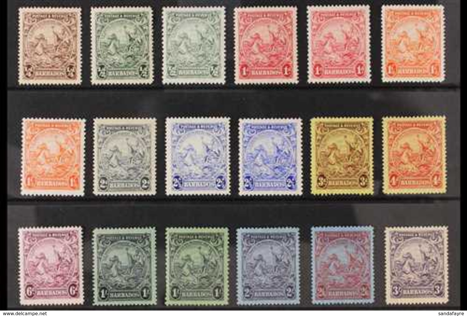 1925-35  Complete Set With All Perforation Types, SG 229/39 & 230a/37a, Fine Mint, Very Fresh. (18 Stamps) For More Imag - Barbados (...-1966)