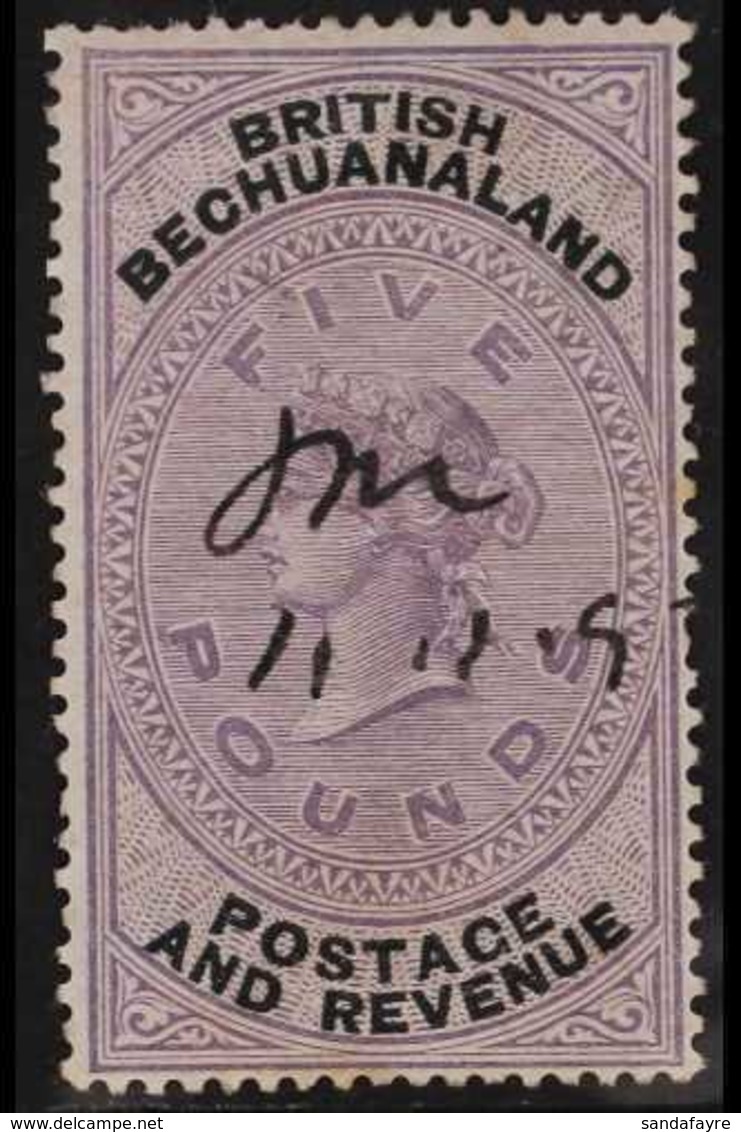 1888  £5 Lilac And Black, SG 21, Very Fine Used With Light Manuscript Fiscal Cancel. Lovely Full Colour. For More Images - Sonstige & Ohne Zuordnung