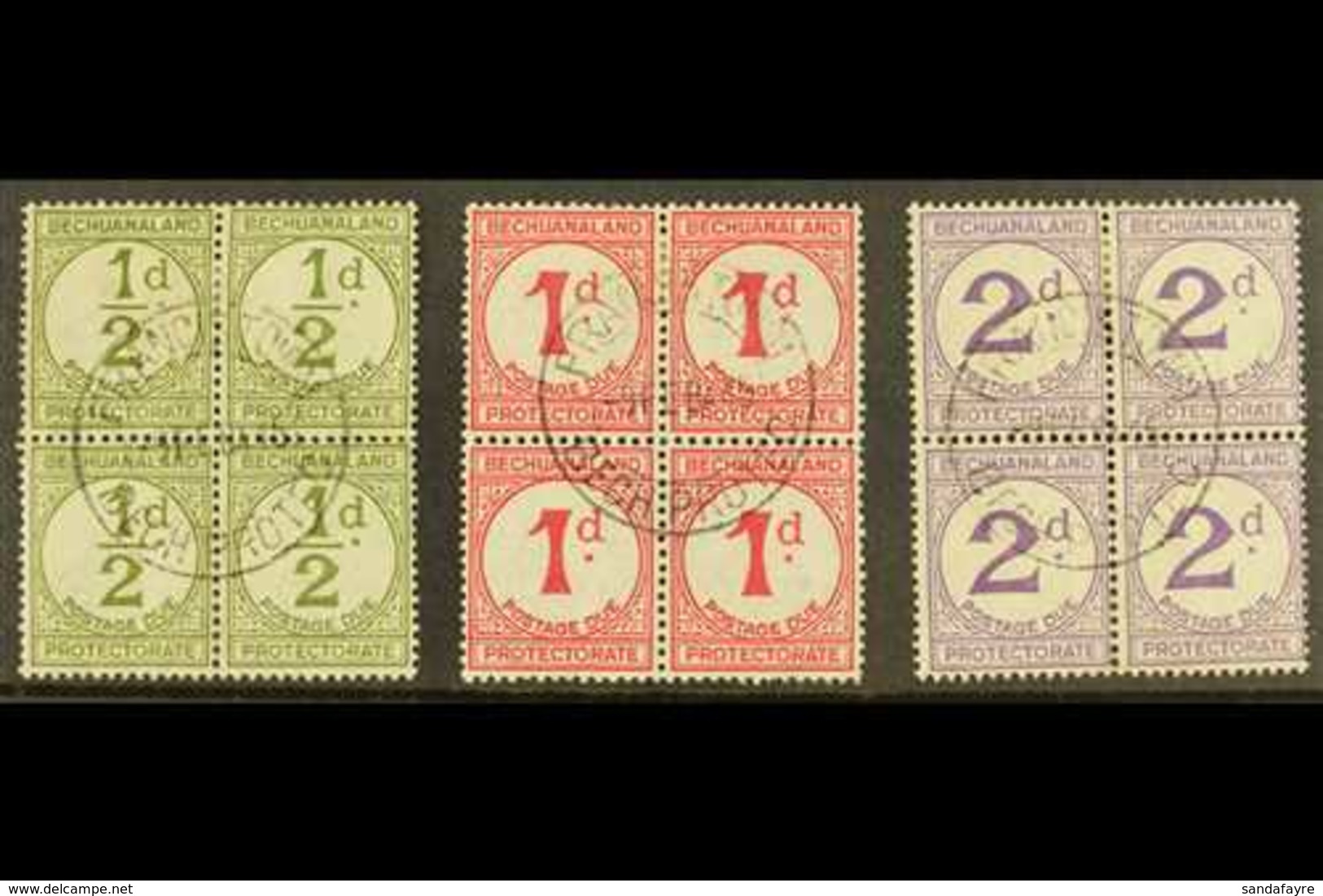 POSTAGE DUES  1932 USED BLOCKS OF FOUR Set On Ordinary Paper, SG D4, D5 And D6, Each Block Bearing Clear 9 Feb 45 Cds Ca - Sonstige & Ohne Zuordnung