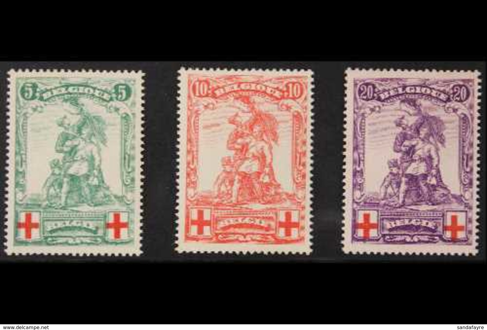 1914  Red Cross Monument Set, Cob 126/28, SG 151/53, Never Hinged Mint (3 Stamps) For More Images, Please Visit Http://w - Sonstige & Ohne Zuordnung