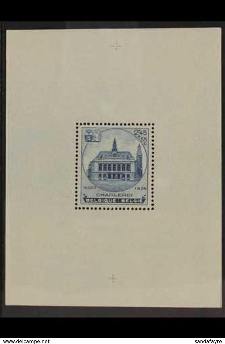 1936  2.45 + 55c Blue "Charleroi Town Hall, Philex Miniature Sheet, Cob BL6, SG MS 776, Never Hinged Mint For More Image - Sonstige & Ohne Zuordnung