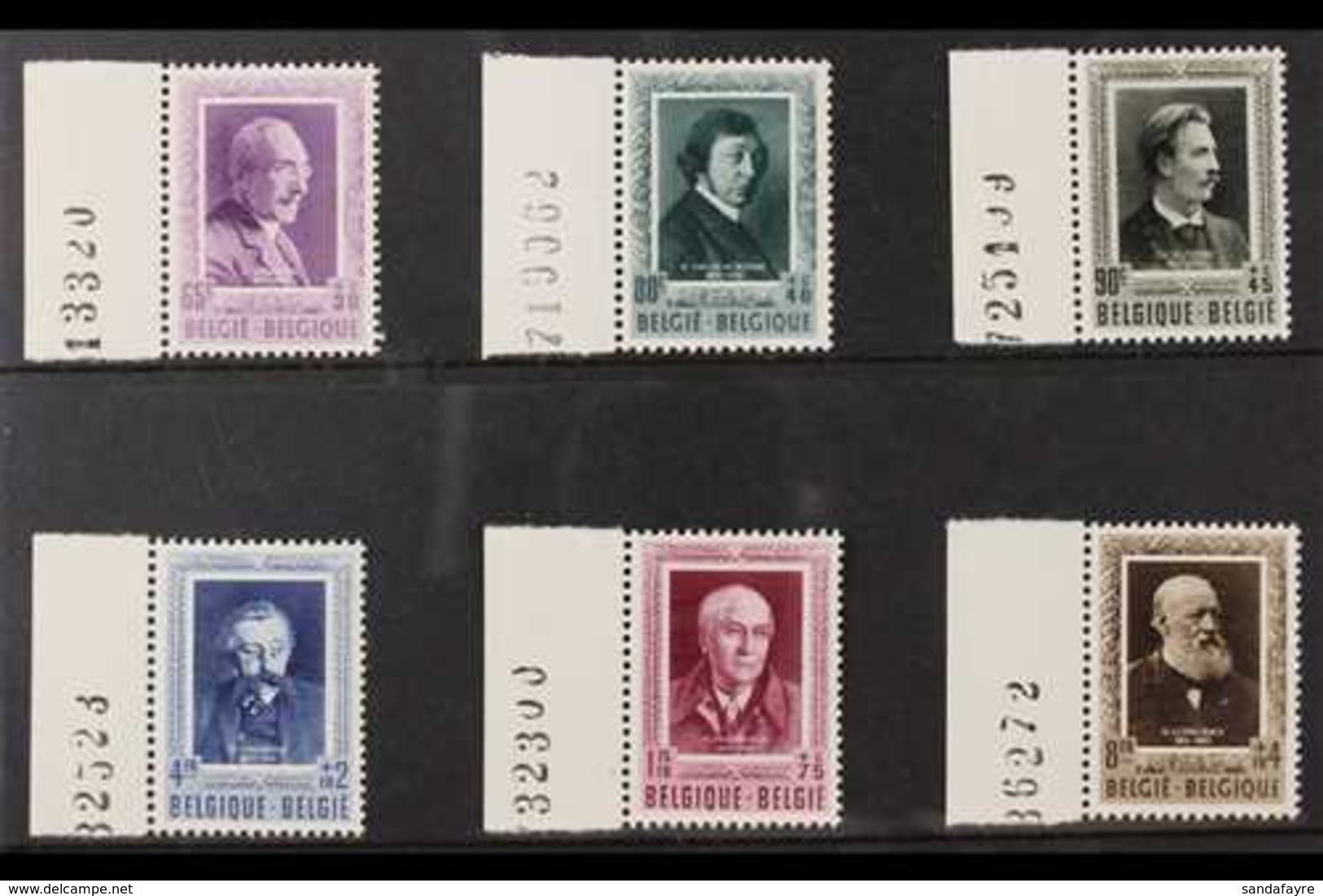 1952  Cultural Fund "Portraits" Complete Set, Cob 892/97, SG 1410/15, With Marginal Sheet Numbers, Never Hinged Mint (6  - Sonstige & Ohne Zuordnung