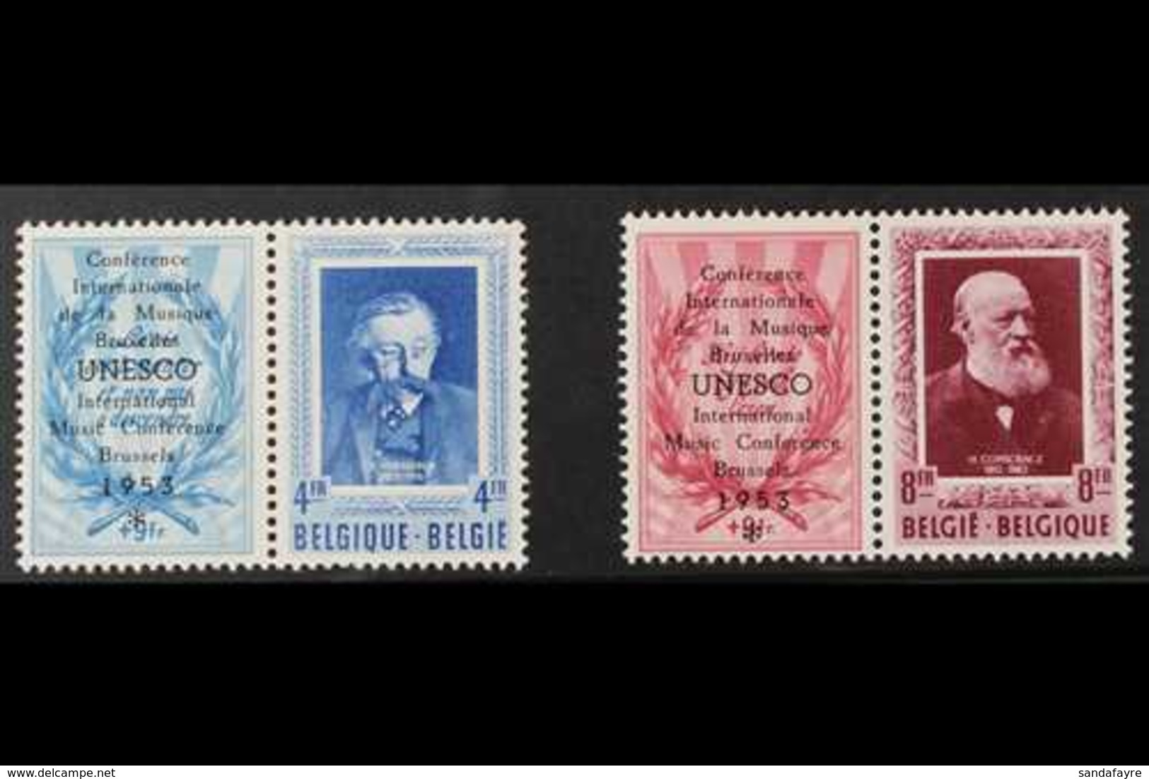 PRIVATE ISSUES  1953 UPU Se-tenant Set Overprinted "UNESCO", Cob PR119/20, Never Hinged Mint (2 Se-tenant Pairs) For Mor - Other & Unclassified
