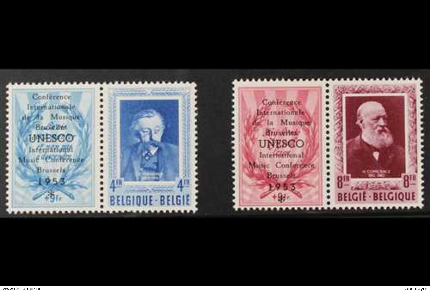 PRIVATE ISSUES  1953 UPU Se-tenant Set Overprinted "UNESCO", Cob PR119/20, Never Hinged Mint (2 Se-tenant Pairs) For Mor - Sonstige & Ohne Zuordnung