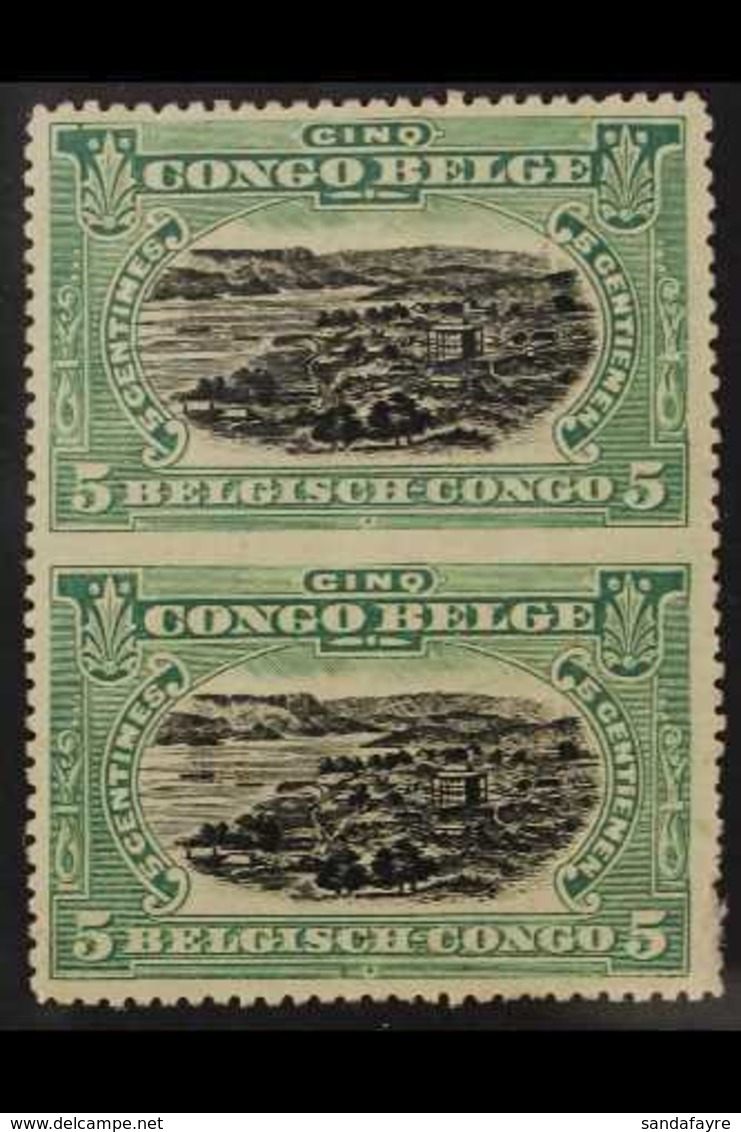 CONGO  1915 5c Black And Green (COB 64), Vertical Pair, IMPERF BETWEEN, Fine Mint, UNLISTED VARIETY. For More Images, Pl - Sonstige & Ohne Zuordnung