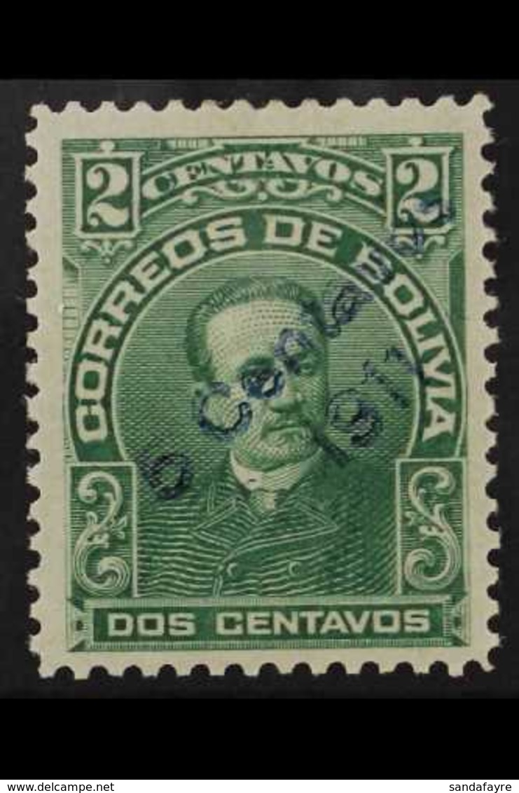 1911 VARIETY  5c On 2c Green SURCHARGE IN BLUE Variety (Scott 95d, SG 127c), Superb Mint, Very Fresh. For More Images, P - Bolivien