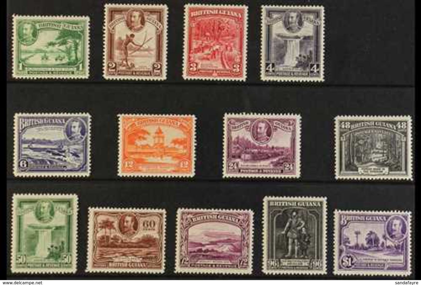 1934-51  KGV Pictorial Definitive Set, SG 288/300, Fine Mint (13 Stamps) For More Images, Please Visit Http://www.sandaf - Britisch-Guayana (...-1966)