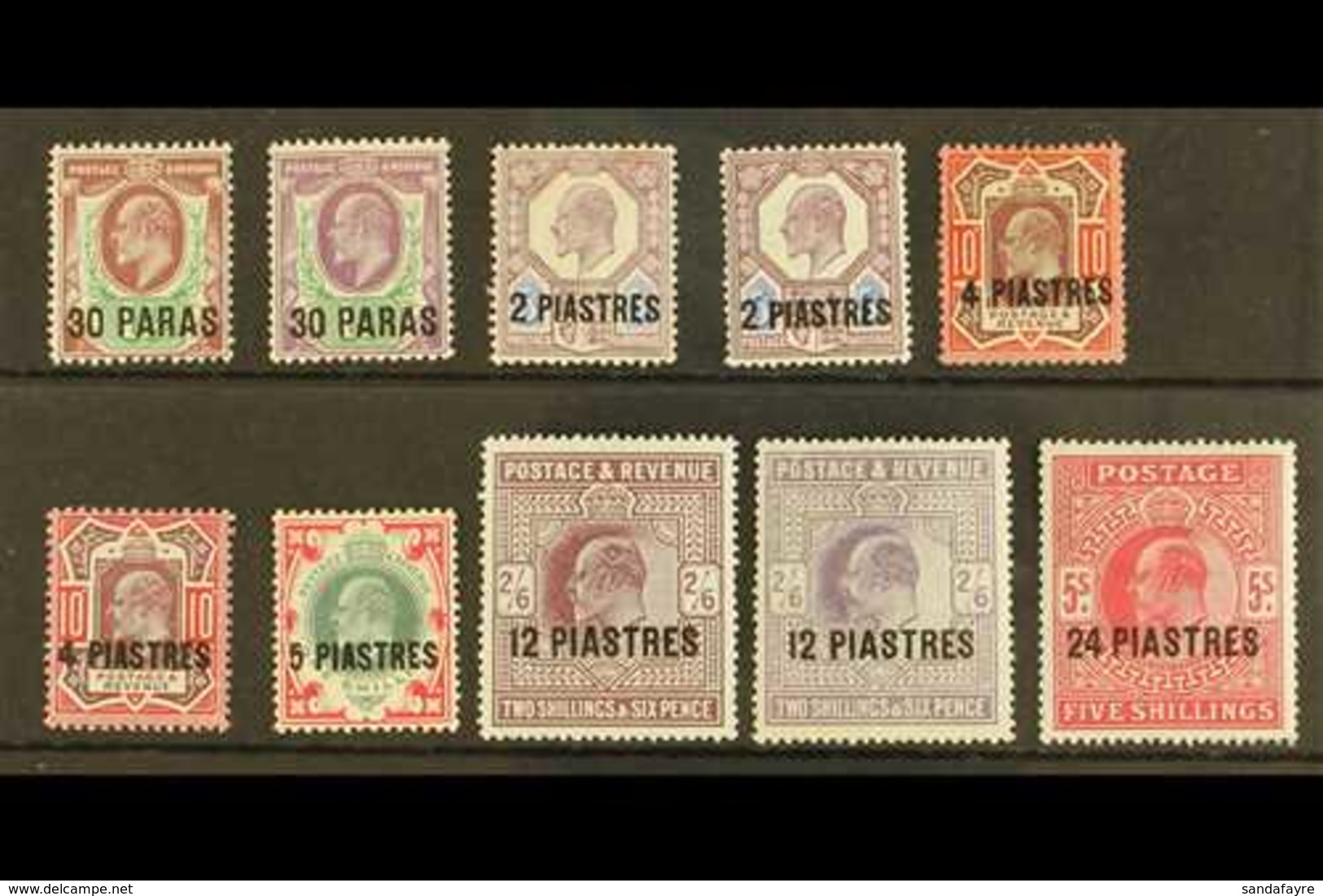 1911 - 1913  Ed VII Set 30pa To 24pi On 5s Incl Shades, SG 29/34 Incl 29a, 30a, 31b And 33a, Very Fine And Fresh Mint. ( - Britisch-Levant