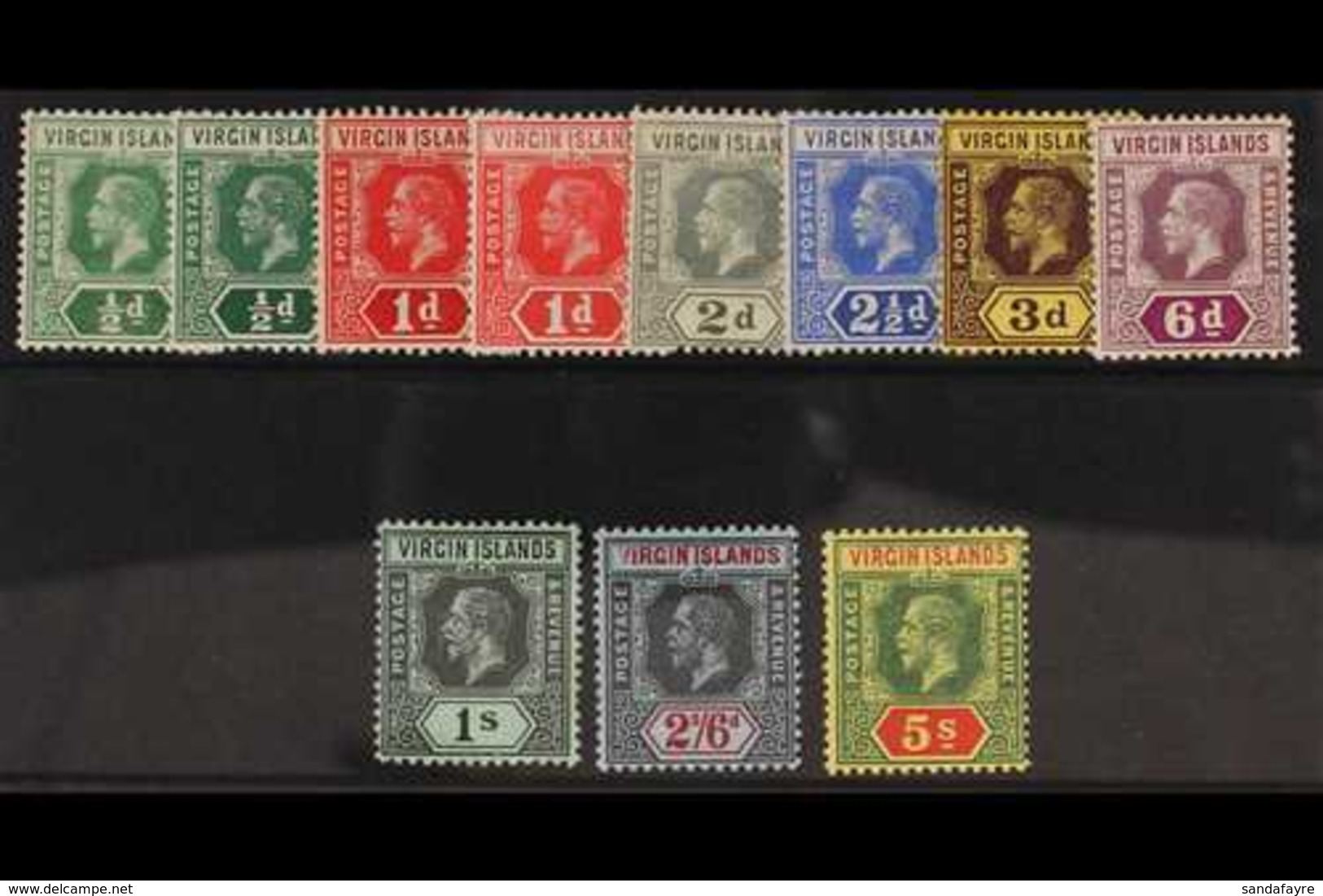 1913  Geo V Set Complete Plus Additional Listed Shades, SG 69-77, Very Fine Mint. (11 Stamps) For More Images, Please Vi - British Virgin Islands
