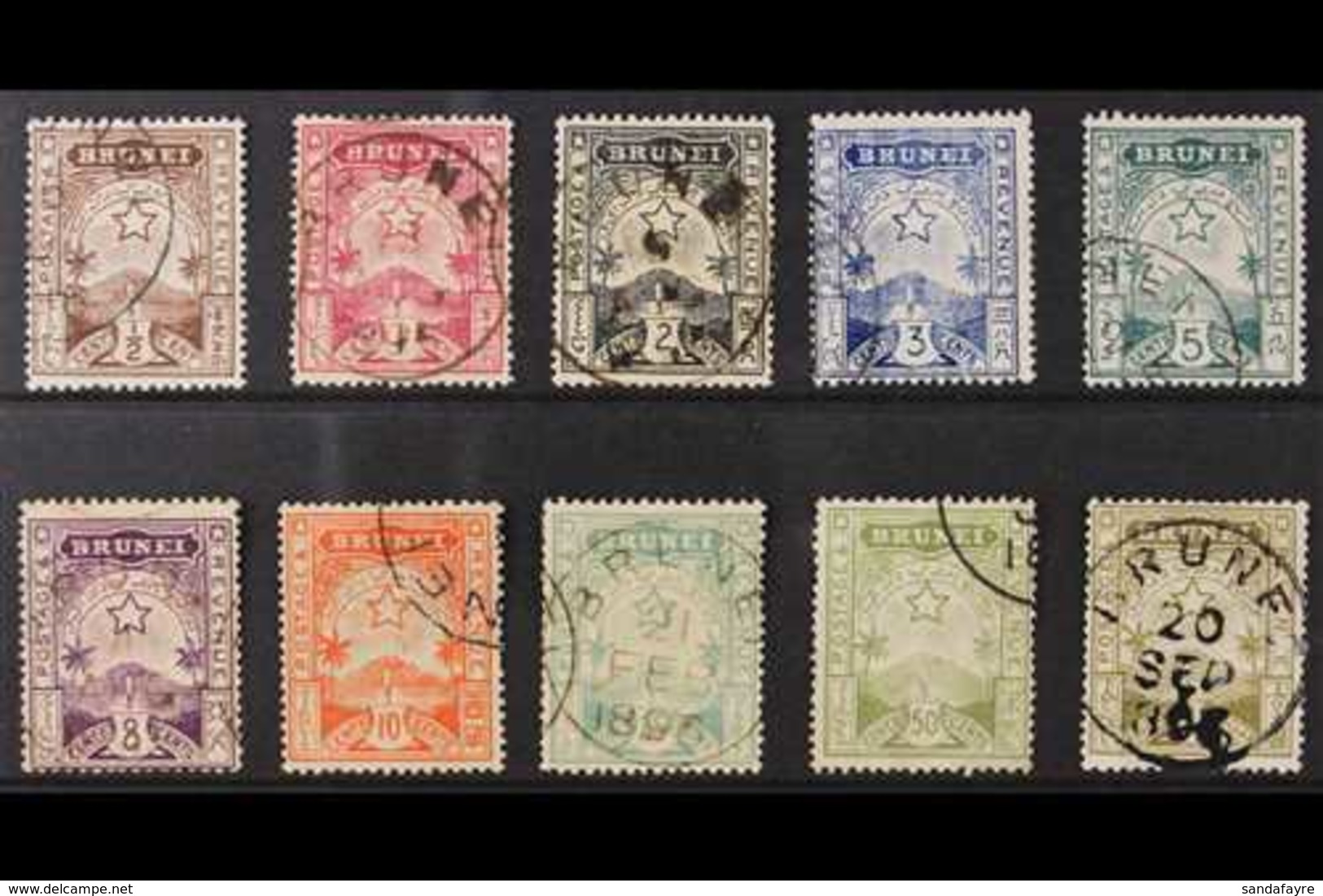 1895  "Star & Local Scene" Complete Set, SG 1/10, Fine Used (10 Stamps) For More Images, Please Visit Http://www.sandafa - Brunei (...-1984)