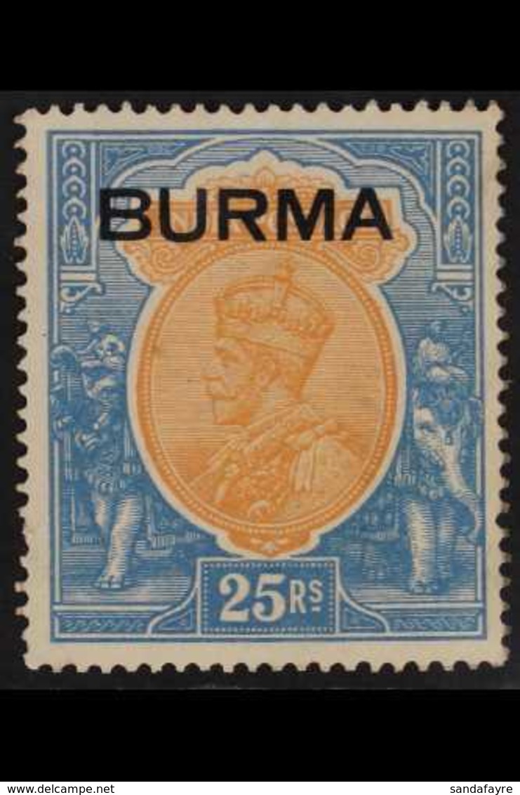 1937  25r Orange And Blue, Geo V, SG 18, Very Fine Mint No Gum. Cat £1700 For More Images, Please Visit Http://www.sanda - Burma (...-1947)