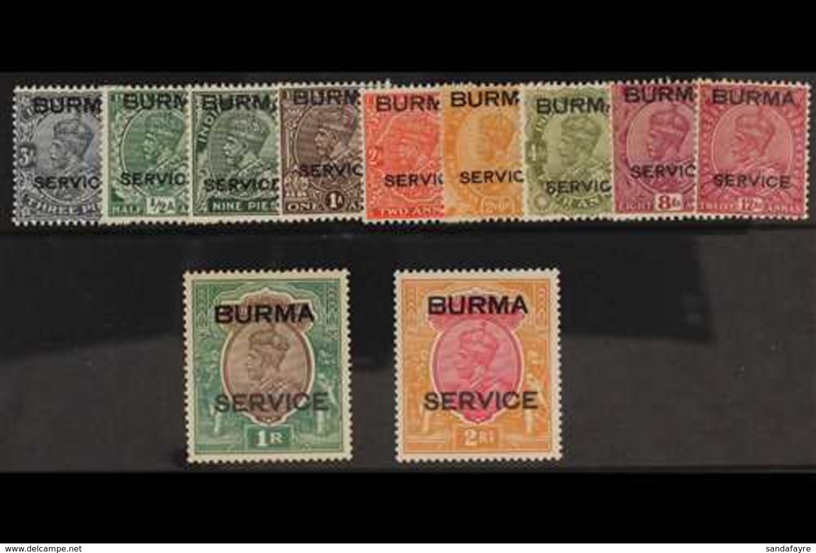 OFFICIALS  1937 Geo V Set Complete, SG O1/12, Very Fine Mint. (12 Stamps) For More Images, Please Visit Http://www.sanda - Burma (...-1947)
