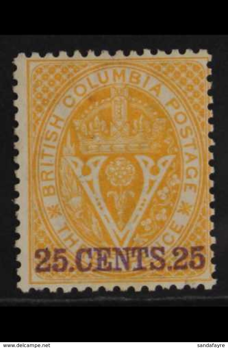 1868 - 71  25c Yellow, New Currency, Perf 14, SG 31, Very Fine And Fresh Mint, Large Part Og. For More Images, Please Vi - Sonstige & Ohne Zuordnung