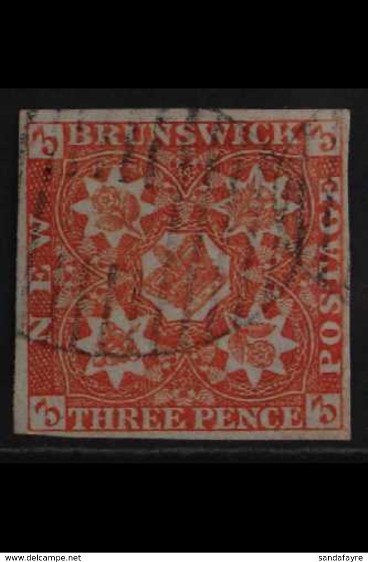 1851  3d Bright Red Imperf, SG 1, Very Fine Used With Good Margins All Round And Neat Grid Cancel. For More Images, Plea - Sonstige & Ohne Zuordnung