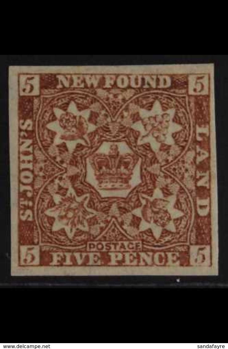 1862  5d Chocolate Brown, Imperf, SG 19, Very Fine Mint, Large Part Og. Lovely Stamp. For More Images, Please Visit Http - Sonstige & Ohne Zuordnung