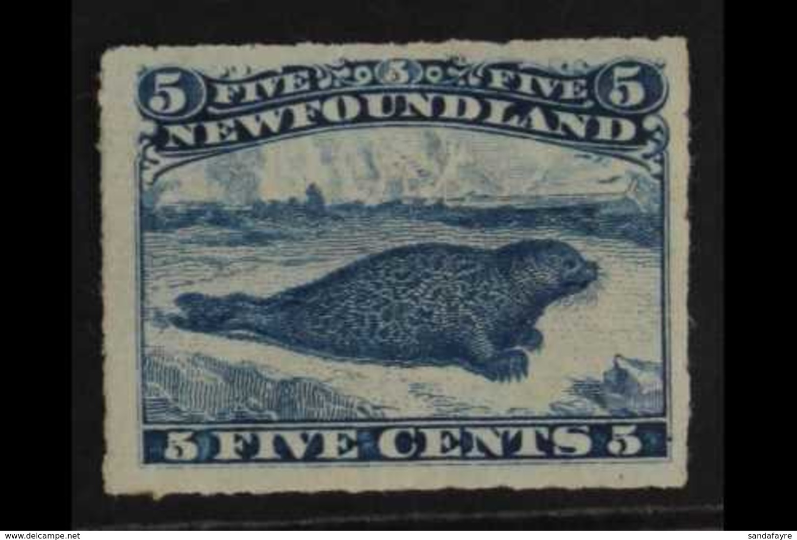 1876  5c Blue "Common Seal", Rouletted, SG 43, Very Fine Mint, Part Og. For More Images, Please Visit Http://www.sandafa - Sonstige & Ohne Zuordnung