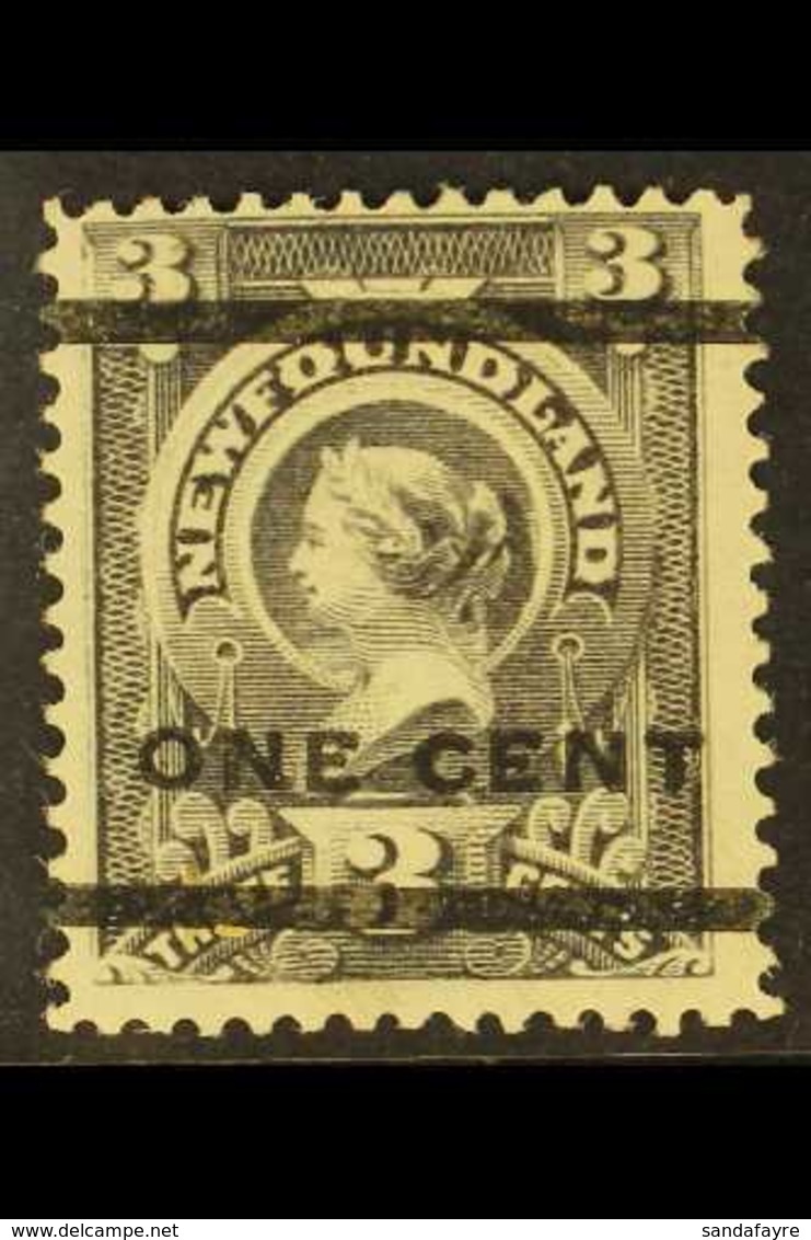 1897  1c On 3c Grey Purple, Type 38 Surcharge, SG 82, Very Fine Mint. For More Images, Please Visit Http://www.sandafayr - Sonstige & Ohne Zuordnung