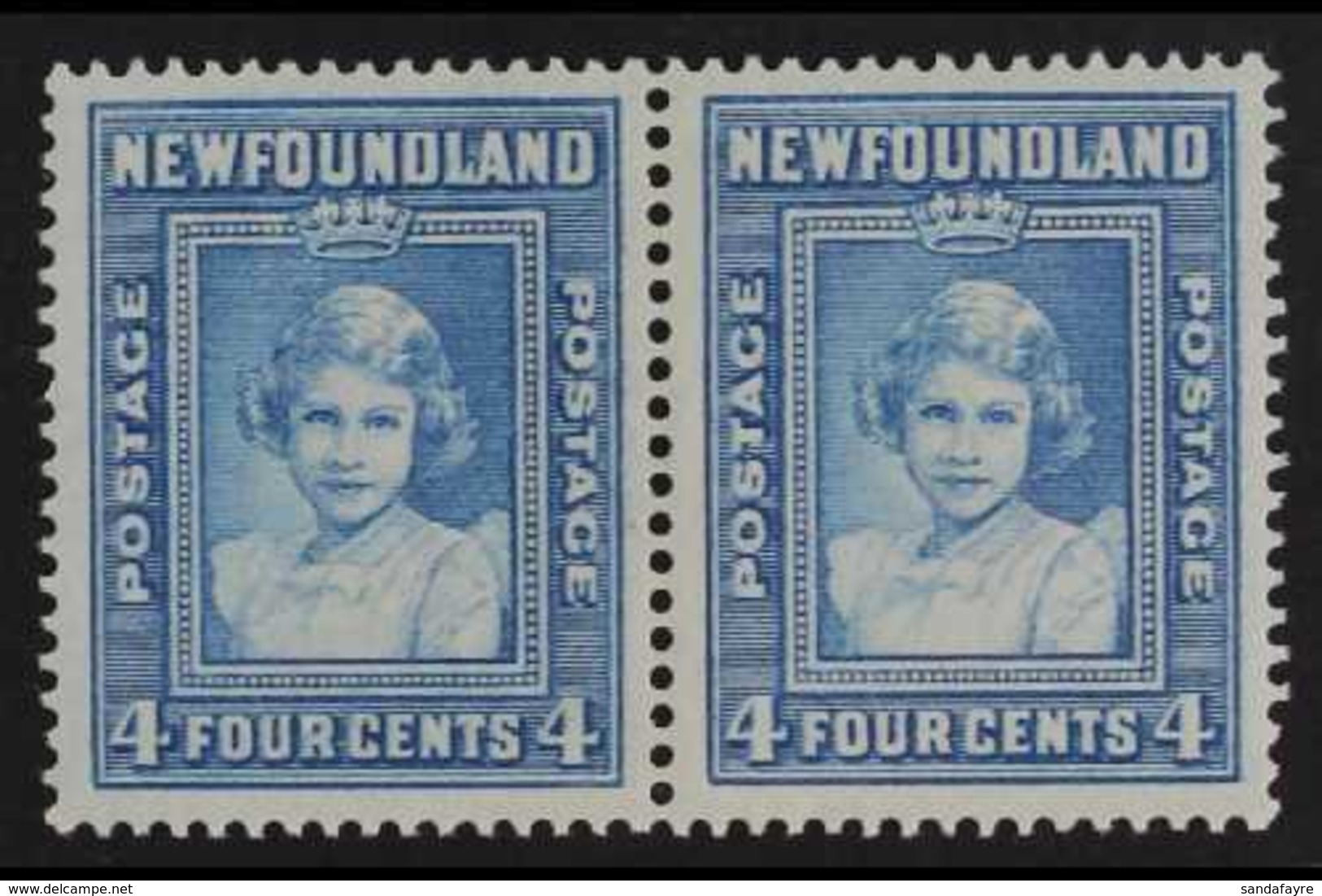 1938  4c Light Blue "Princess Elizabeth", Variety "pair, With And Without Wmk", SG 270a, Very Fine Mint. For More Images - Sonstige & Ohne Zuordnung