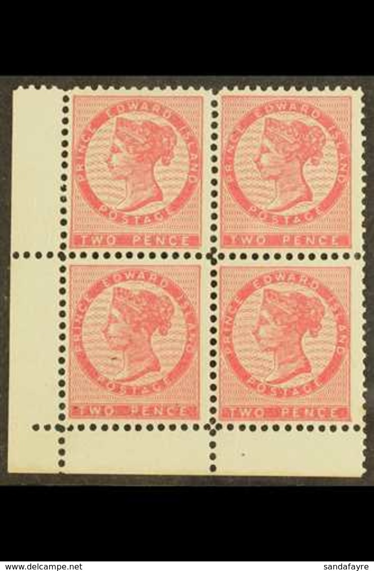 1862-70  2d Deep Rose, Die I, SG 13, Never Hinged Mint Corner Block Of 4. Pretty! For More Images, Please Visit Http://w - Sonstige & Ohne Zuordnung