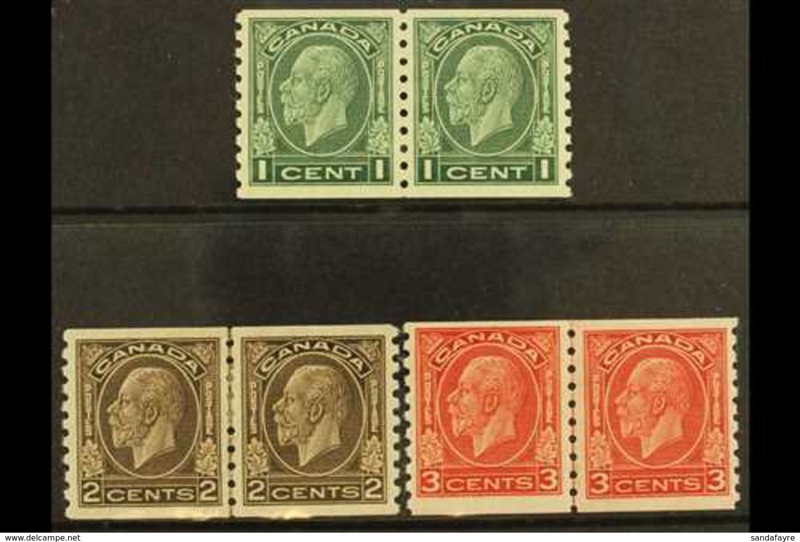 1932-33  Coil Stamps Imperf X Perf 8½ Complete Set, SG 326/28, Fine Mint (1c & 3c Are NHM) Horiz PAIRS, Very Fresh. 93 P - Sonstige & Ohne Zuordnung