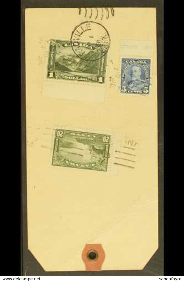 1936 PARCEL TAG  Franked With 1930 $1 Olive-green, 1935 5c Blue & 20c Olive-green ($1.25 Rate), From "The Canadian Bank  - Sonstige & Ohne Zuordnung