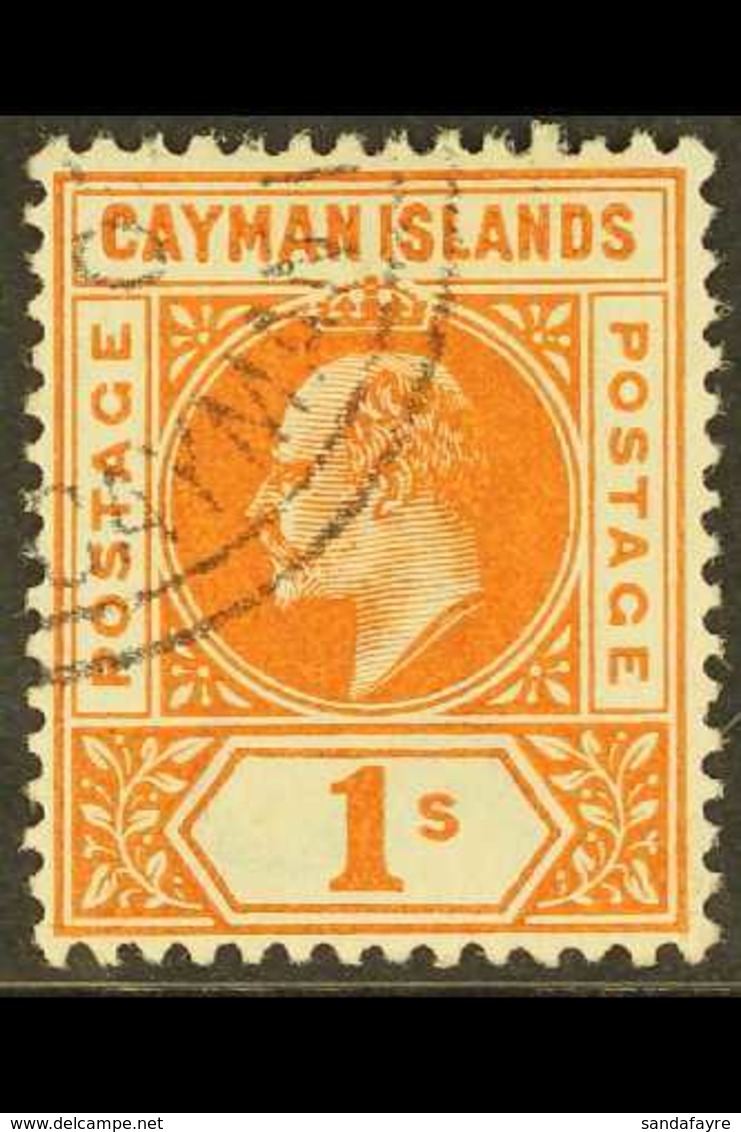 1902-03  1s Orange Wmk Crown CA, SG 7, Very Fine Used. For More Images, Please Visit Http://www.sandafayre.com/itemdetai - Cayman Islands