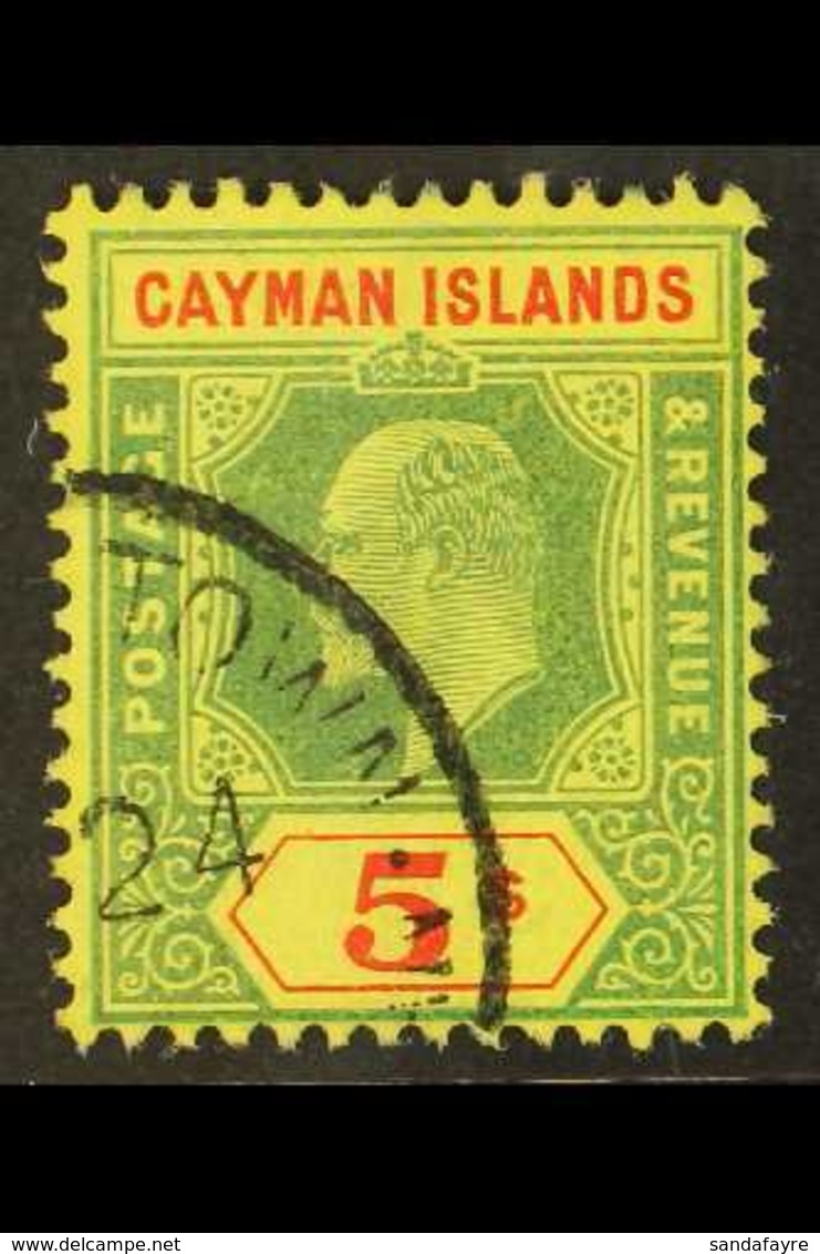 1907-09  5s Green & Red/yellow, SG 32, Fine Cds Used For More Images, Please Visit Http://www.sandafayre.com/itemdetails - Cayman Islands