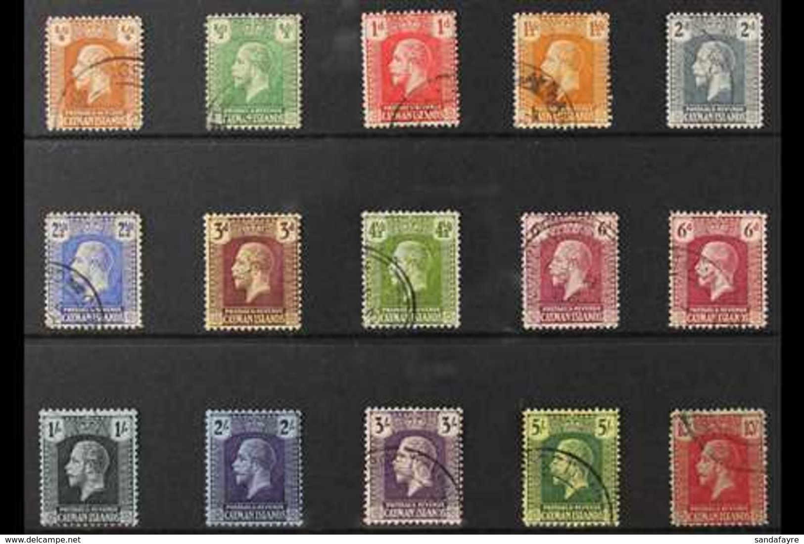 1921-26  KGV Definitive Set, Script Wmk, SG 69/83, Plus Listed 6d Shade, Fine Used (15 Stamps) For More Images, Please V - Cayman Islands